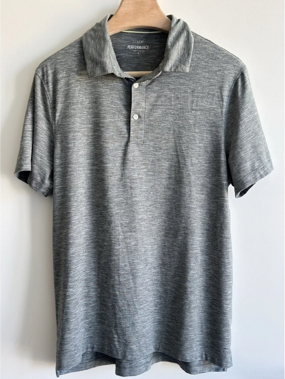 J.Crew Performance Polo Shirt Gray Heather Stretch Moisture Wicking Mens L